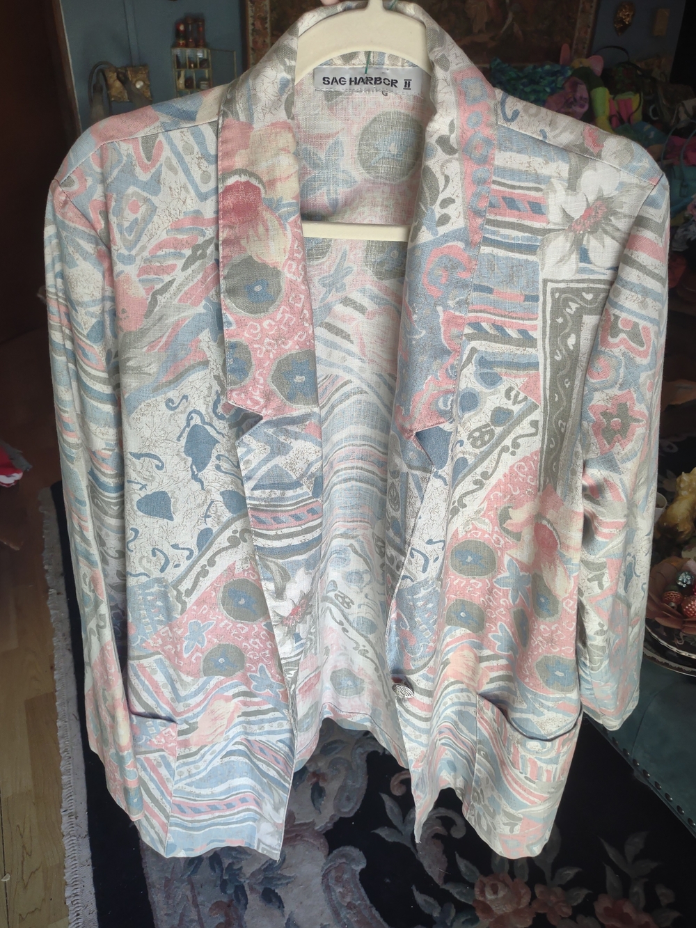 Sag Harbor Pastel Abstract Print Blazer - Pink & Blue